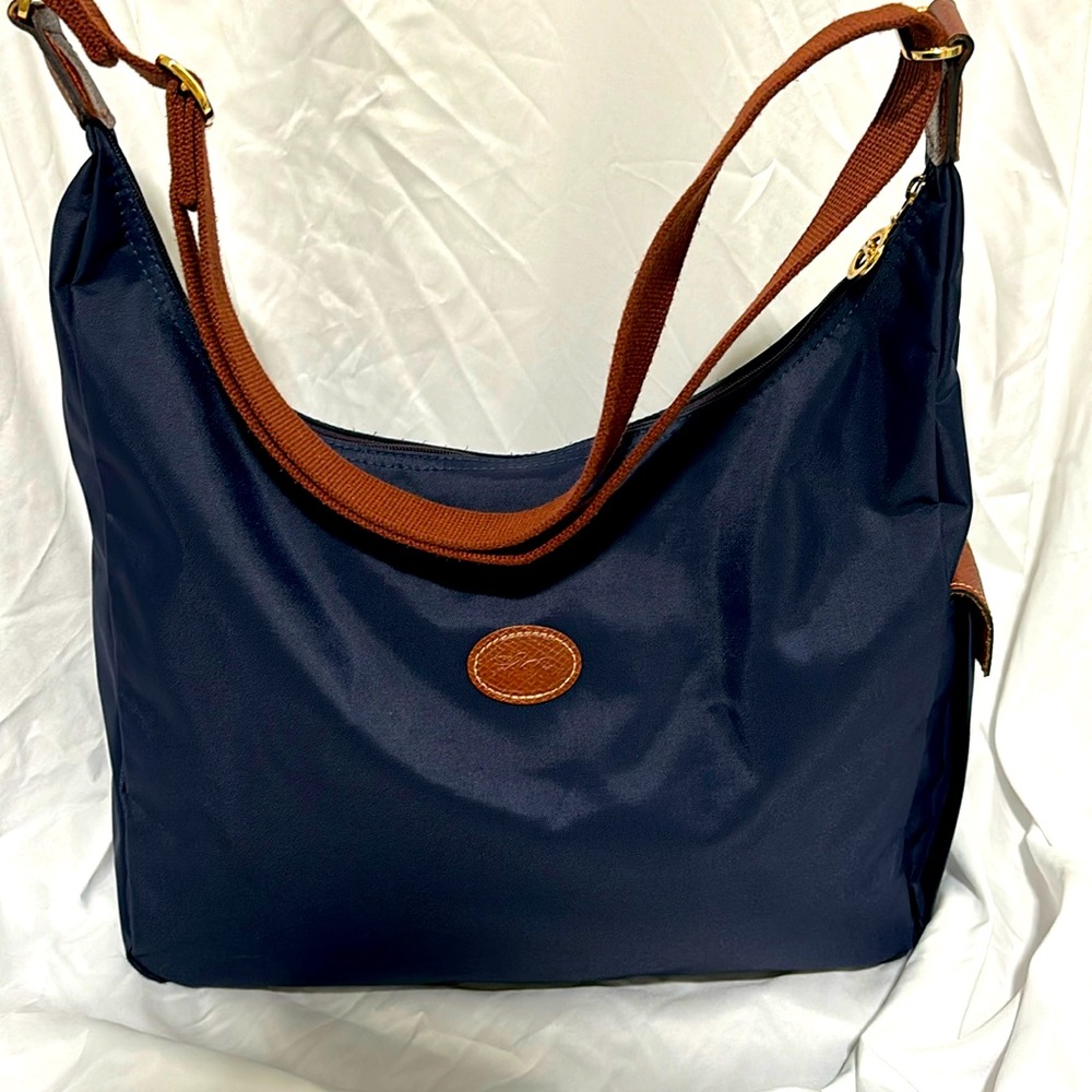 Longchamp Navy Blue Nylon Le Pliage Hobo